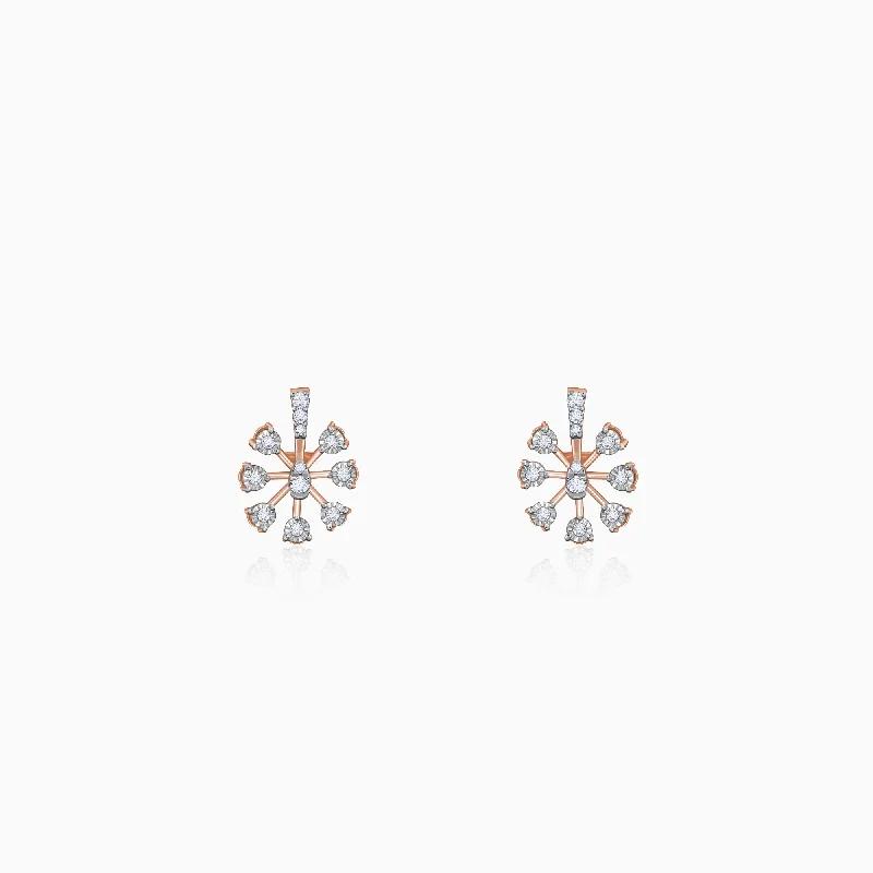 Elegant Pearl Stud Earrings-Rose Gold Sinhaparni Diamond Earrings