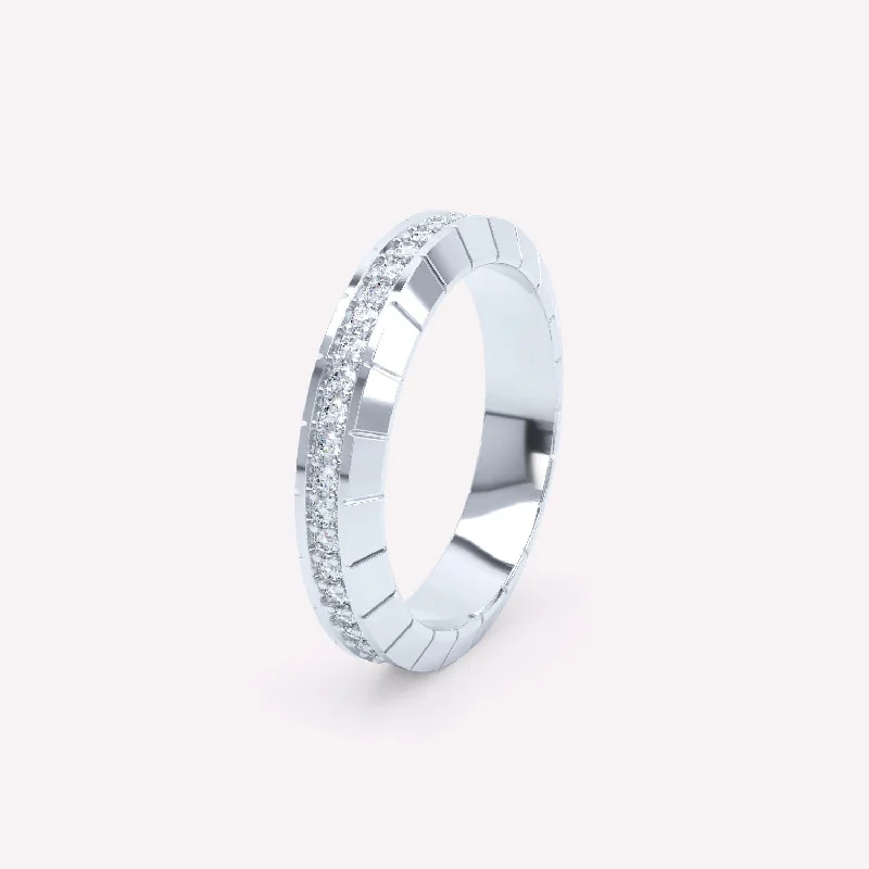 Simple Silver Ring for Women-Eternity 4mm 18K Whitegold Ring w. Lab-Grown Diamonds