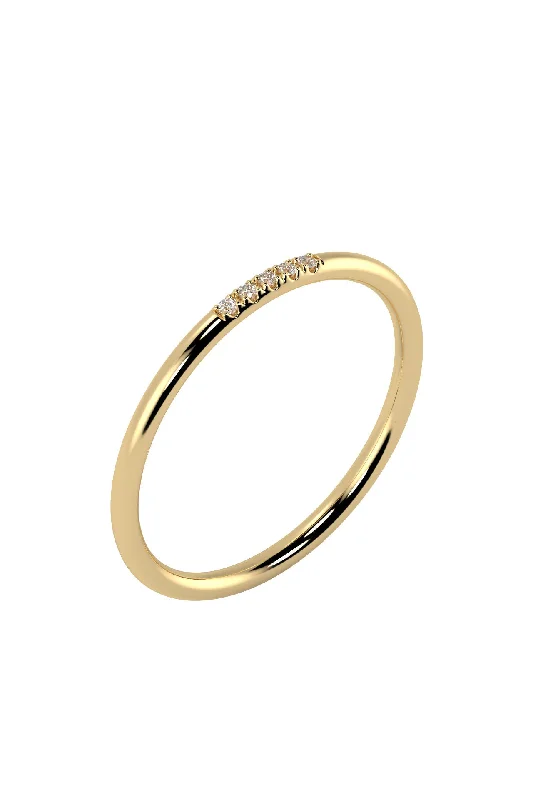 Unique Engagement Ring-Line 18K Gold Ring w. Lab-Grown Diamonds