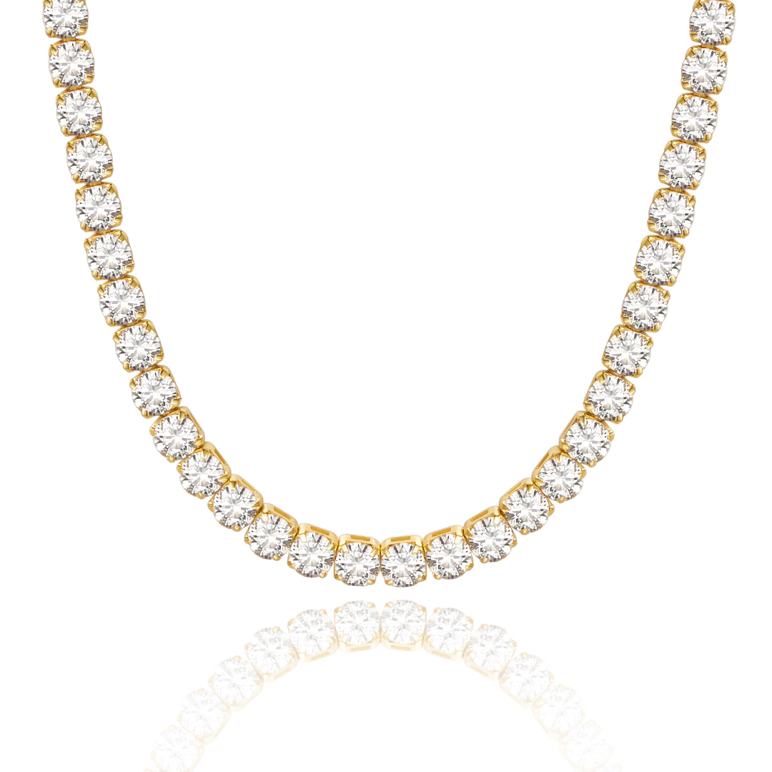 Silver Infinity Necklace-14K Gold Diamond Tennis Necklace CZ Baguette Tennis Chain- Round CZ