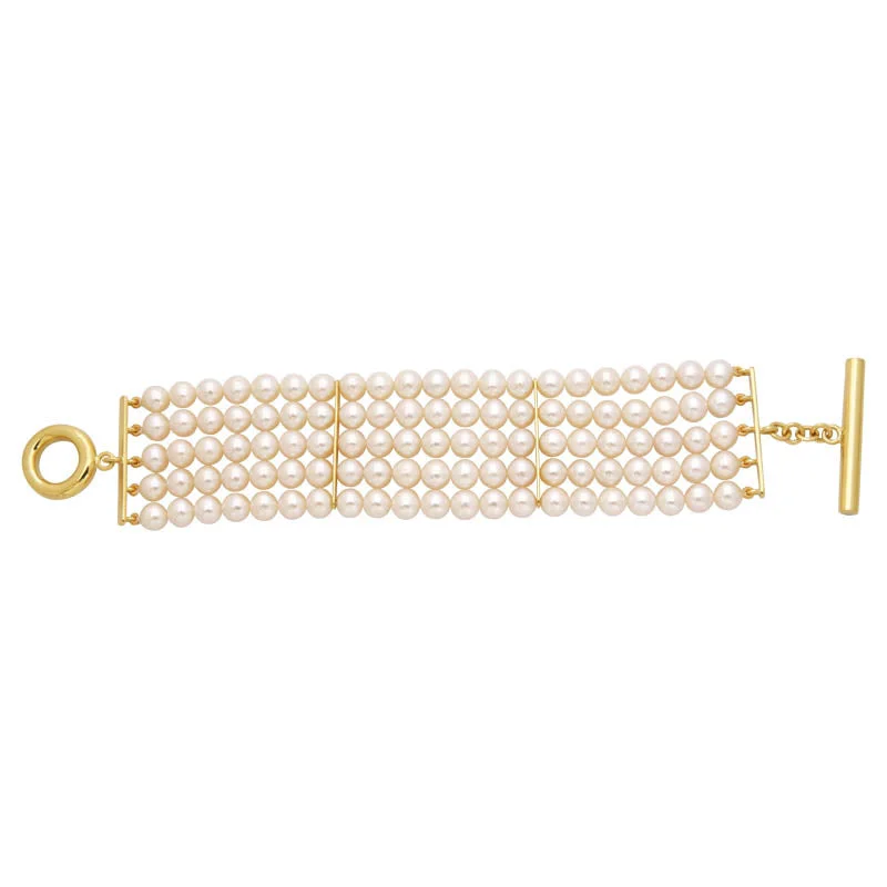 Adjustable Gemstone Bracelet-Bead Bracelet- Fresh Water Pearl with 18K Toggle Lock