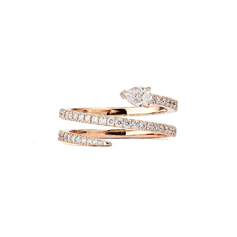 Women’s Ring with Gemstones-Drop Spin 18K Rosegold Ring w. Diamonds