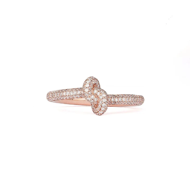 Handmade Engagement Ring-Legacy Knot Mini (Slim) 18K Rosegold Ring w. Diamonds