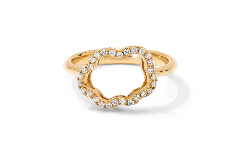 Diamond Cluster Ring-Golden Cloud 18K Gold Ring w. Diamonds