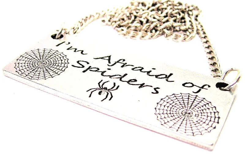 Minimalist Silver Necklace-I'm Afraid Of Spiders Statement Platform Necklace