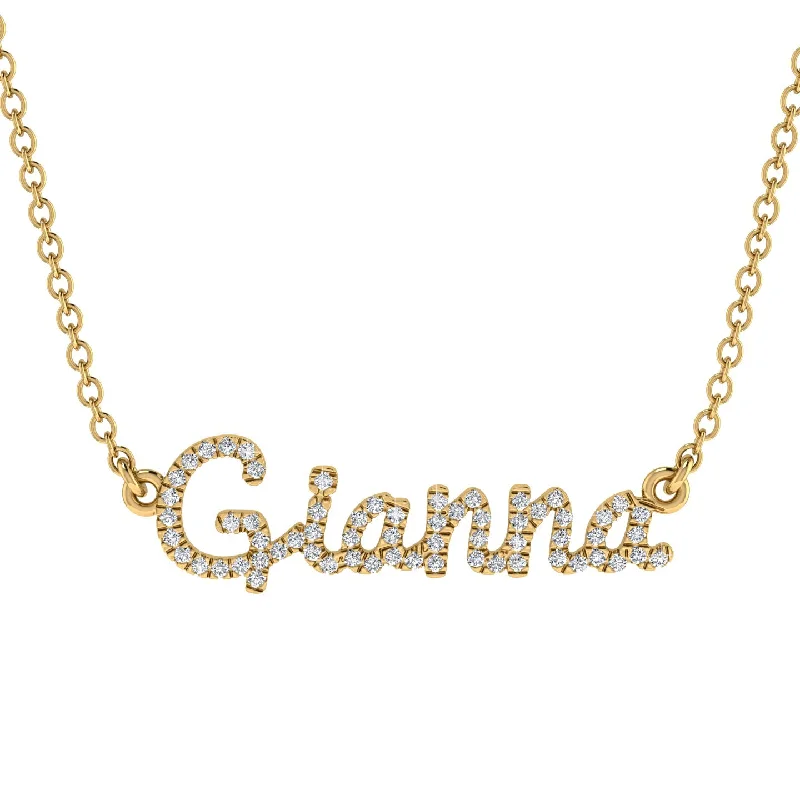 Beaded Statement Necklace-Diamond Gold Name Necklace - Gianna