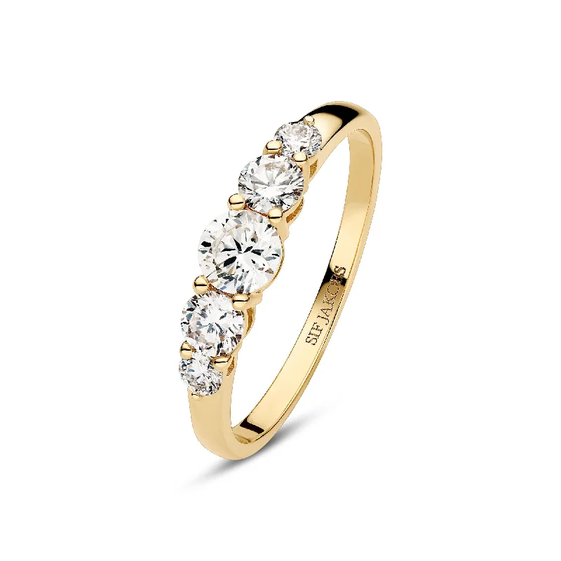 Stackable Wedding Bands-Tiara 14K Gold Ring w. Lab-Grown Diamonds