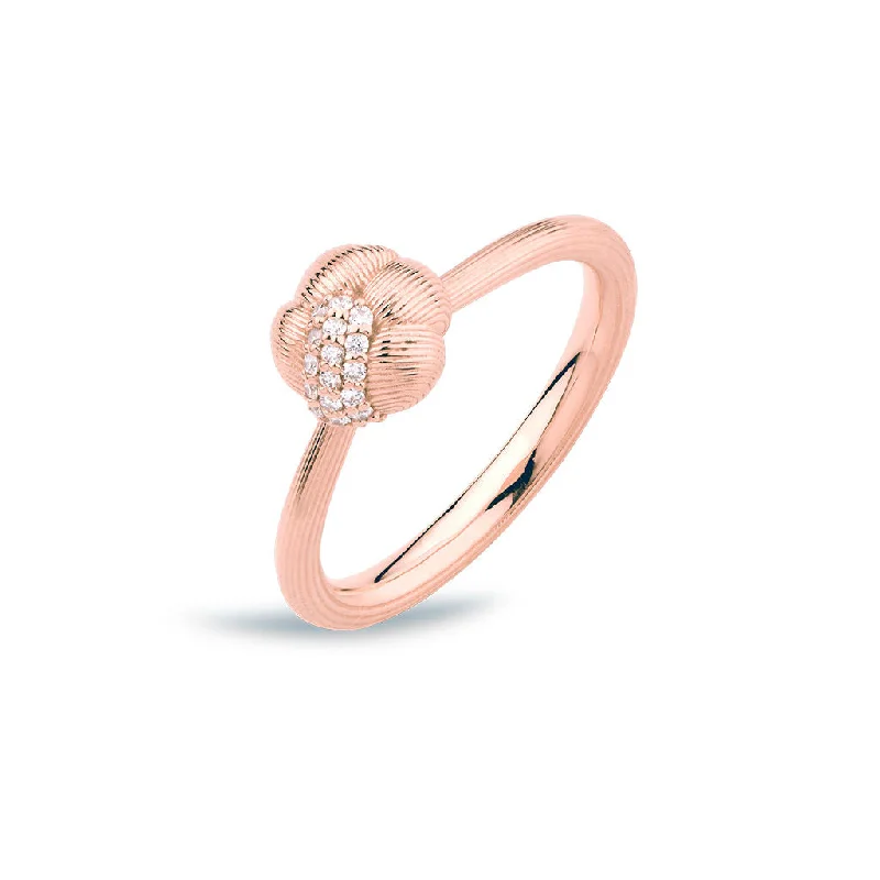 Rose Gold Band Ring-Savá 18K Rosegold Ring w. 19 Diamonds