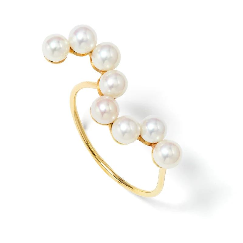 Custom Ring for Anniversary-Curves 9K Gold Ring w. Pearls