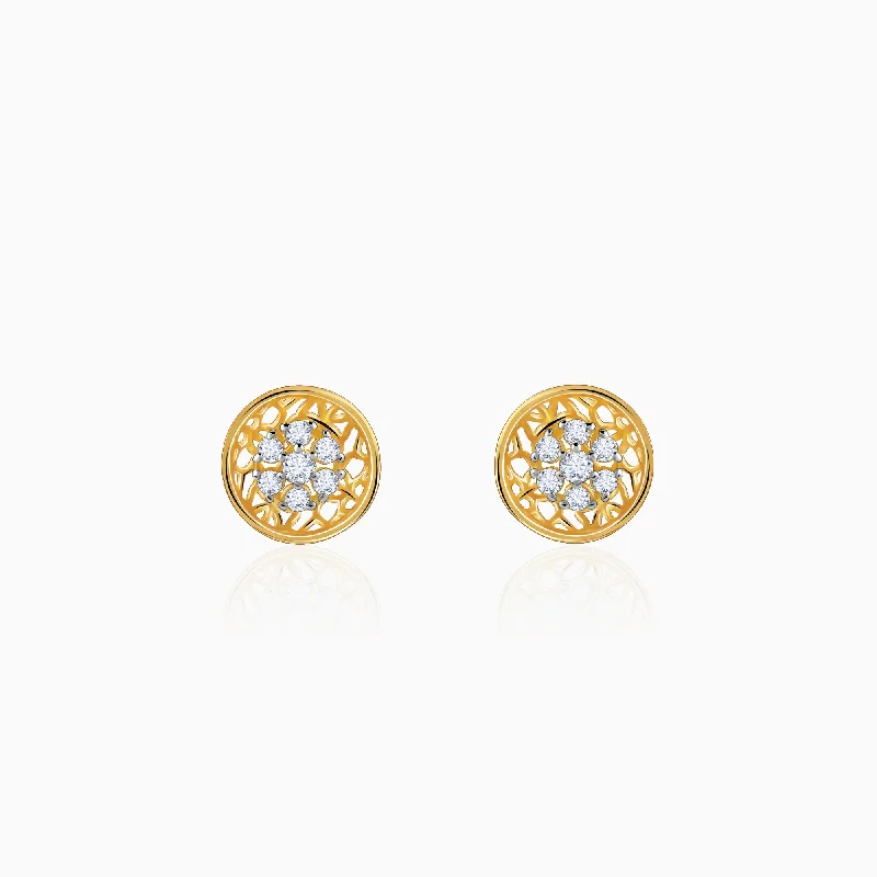 Long Silver Earrings-Gold Plethora Diamond Earrings