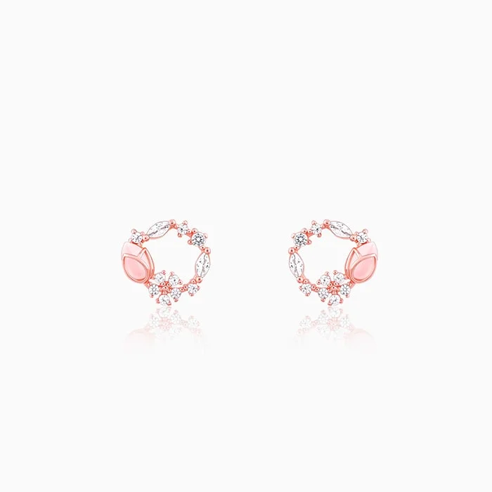 Boho Drop Earrings-Rose Gold Drop Wreath Studs