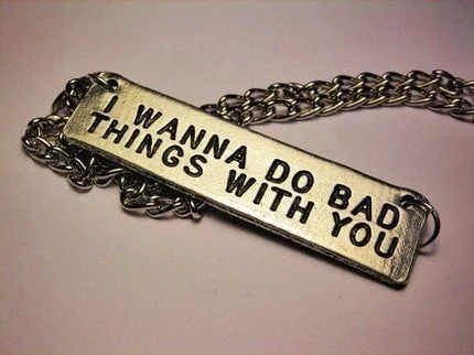 Casual Silver Necklace-I Wanna Do Bad Things With You Statement Platform Necklace