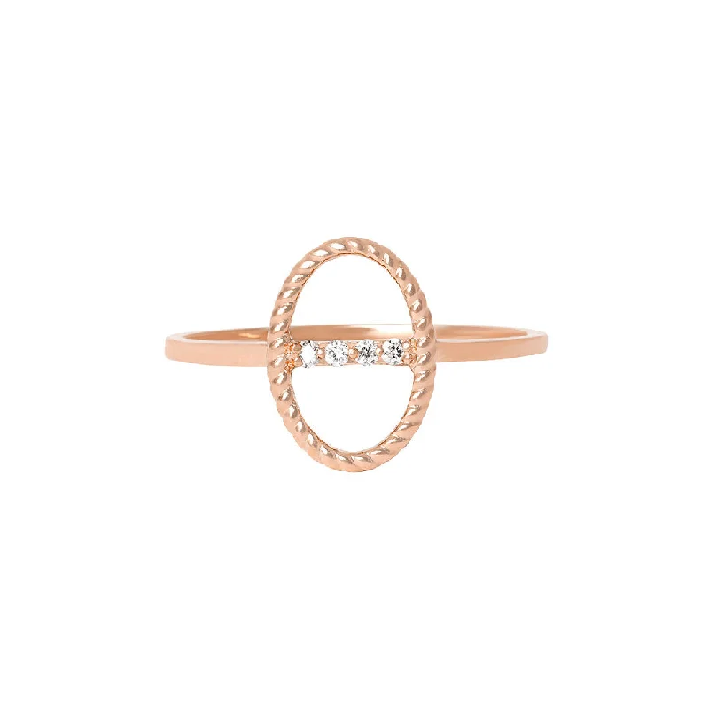 Oval Diamond Ring-Celestial Bar 18K Rose Gold Ring w. Diamonds