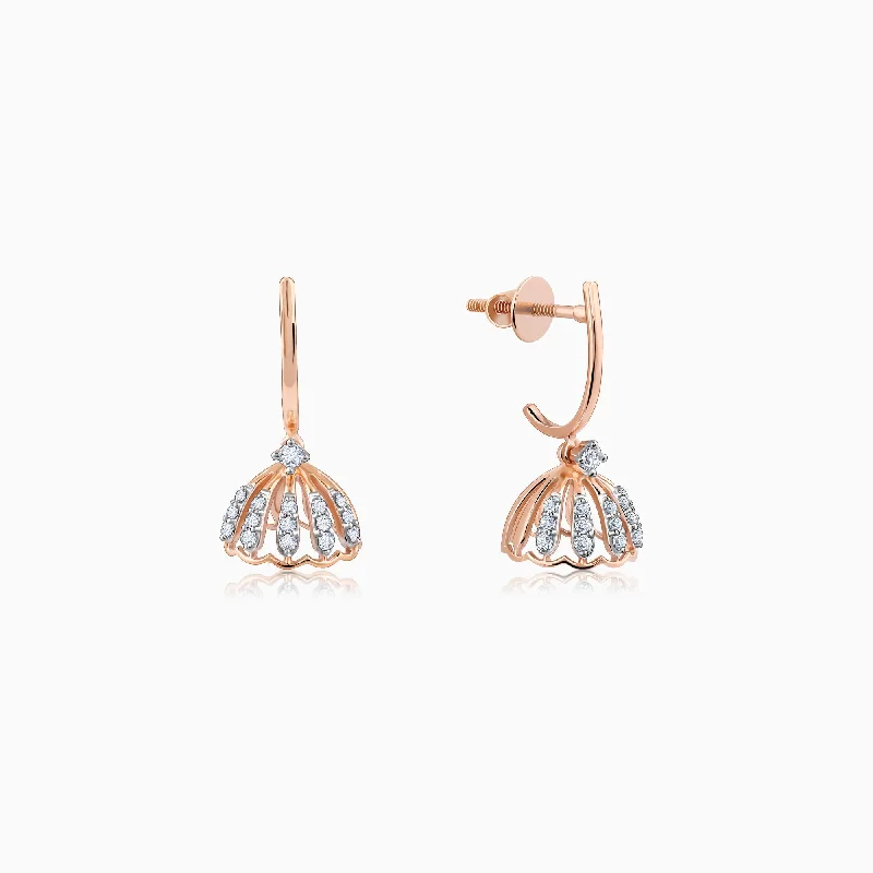 Turquoise Earrings-Rose Gold Diamond Jhumki Earrings