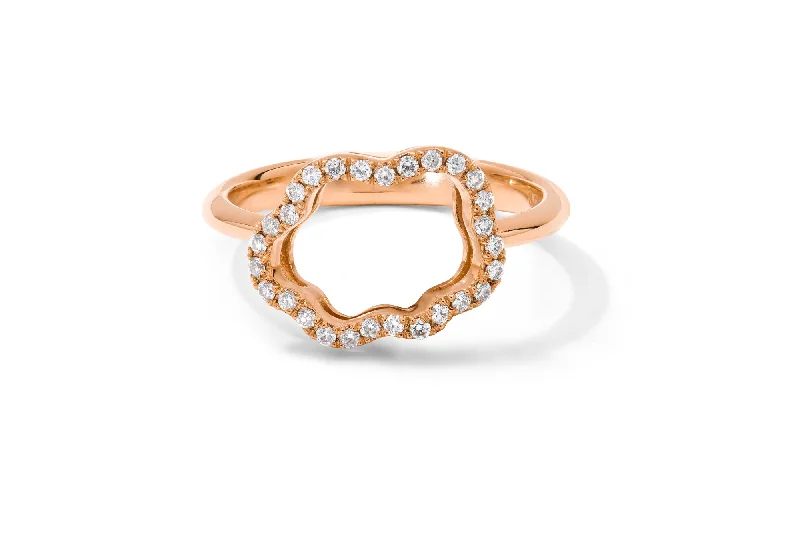 Oval Diamond Ring-Golden Cloud 18K Rosegold Ring w. Diamonds