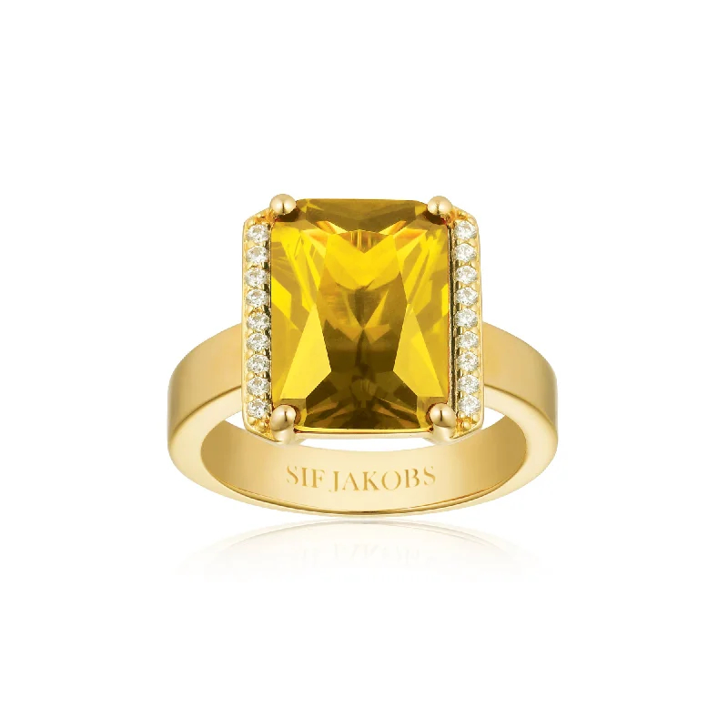 Diamond Ring with Matching Band-Roccanova X-Grande 18K Gold Plated Ring w. Zirconias