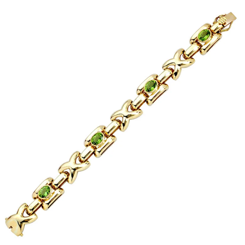 Silver and Crystal Bracelet-Bracelet- Peridot (1151E)