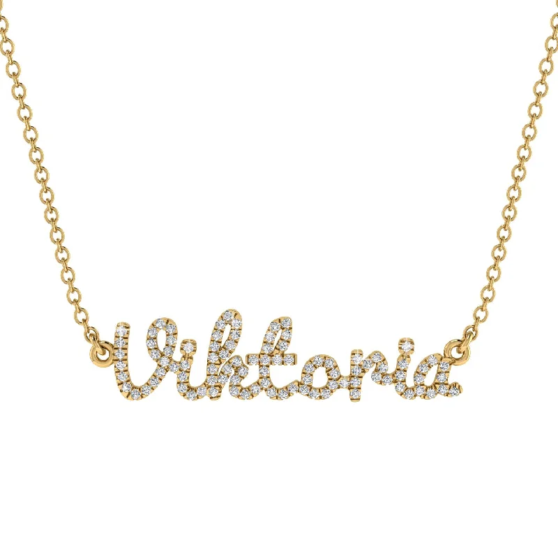 Modern Chain Necklace-Diamond Gold Name Necklace - Viktoria