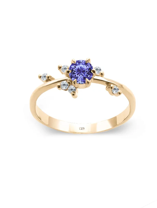 Vintage Diamond Ring-Your Way N°2 18K Gold Ring w. Tanzanite & Diamonds