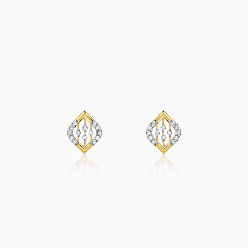 Rhinestone Stud Earrings-Gold Blad Diamond Earrings