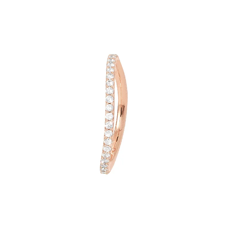 Custom Wedding Ring Set-Love Bands Curved 18K Rosegold Ring w. Diamonds