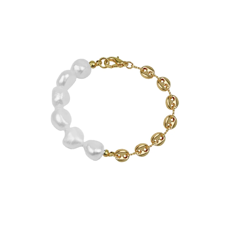 Handmade Bangle Bracelet-THE IRIS LINK PEARL BRACELET