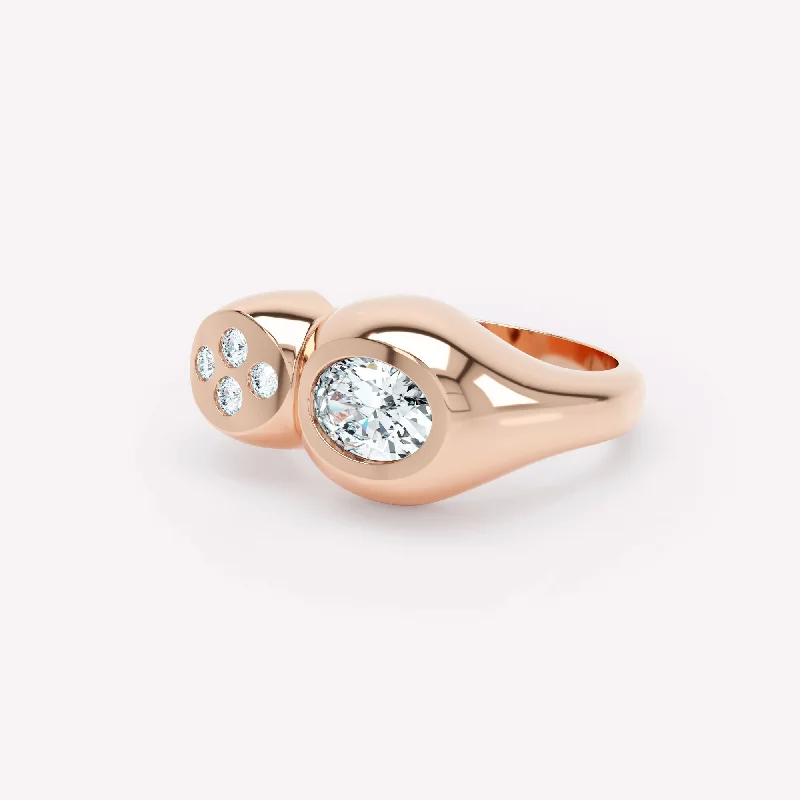 Custom Ring for Anniversary-Curve Duo 18K Rosegold Ring w. Diamonds