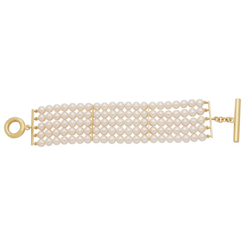 Classic Charm Bracelet-Bead Bracelet- Fresh Water Pearl with 18K Toggle Lock