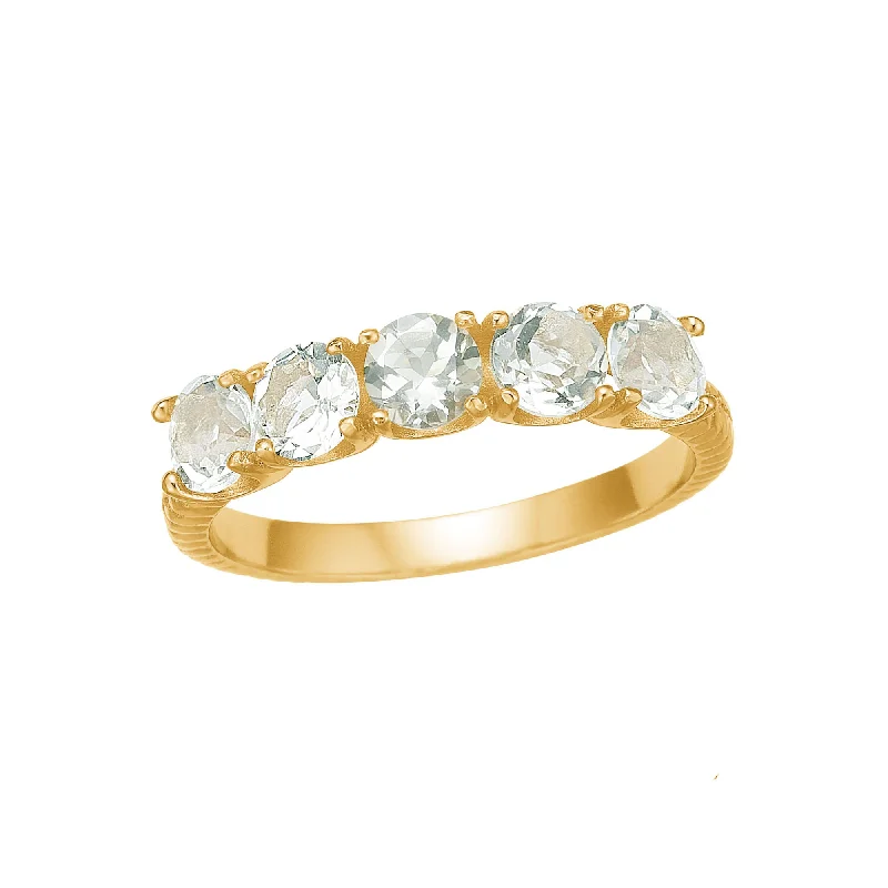 Gold Birthstone Ring-Reef 18K Gold Plated Ring w. White Prasiolite