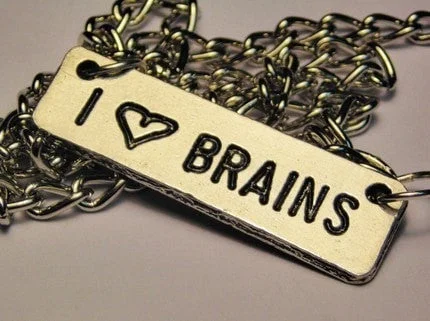 Retro Style Necklace-I Love Brains Statement Platform Necklace