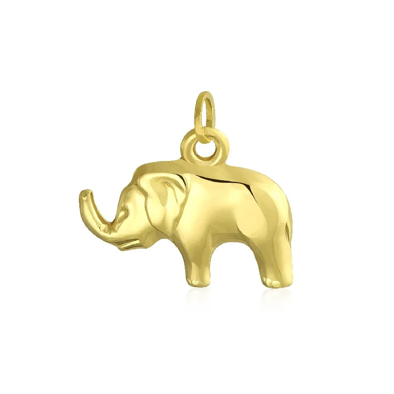 Birthstone Necklace for Mom-14K Yellow Gold Good Luck Elephant Pendant Necklace for Men (No Chain)