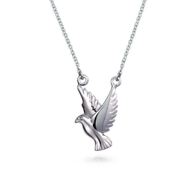 Personalized Star Necklace-Spiritual Faith Dove Pendant Necklace in Sterling Silver - Peace Bird Design