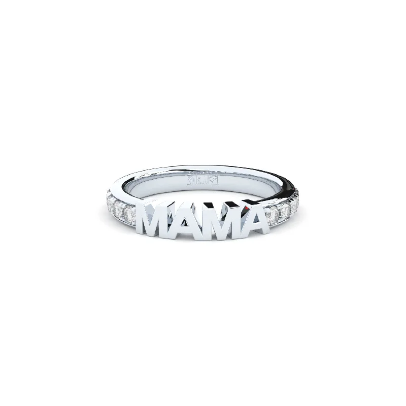 Custom Ring for Anniversary-Becoming Luxury Eternity Mama 14K White Gold Ring w. Lab-Grown Diamonds