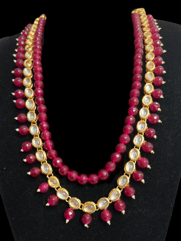 Silver Drop Necklace-Yukta necklace - Red ( READY TO SHIP )