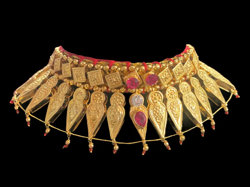 Women’s Gold Necklace-NS337 hyderabadi gold plated champakali necklace only (SHIPS IN 4 WEEKS )