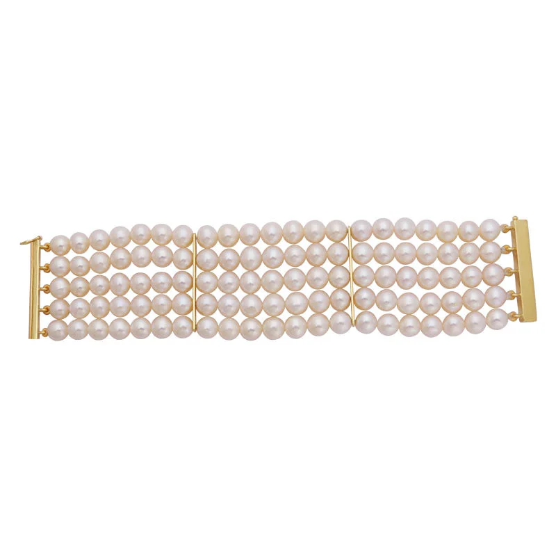 Boho Beaded Bracelet for Women-BEADS BRACELET- PEARL WITH 18K GOLD CLASP