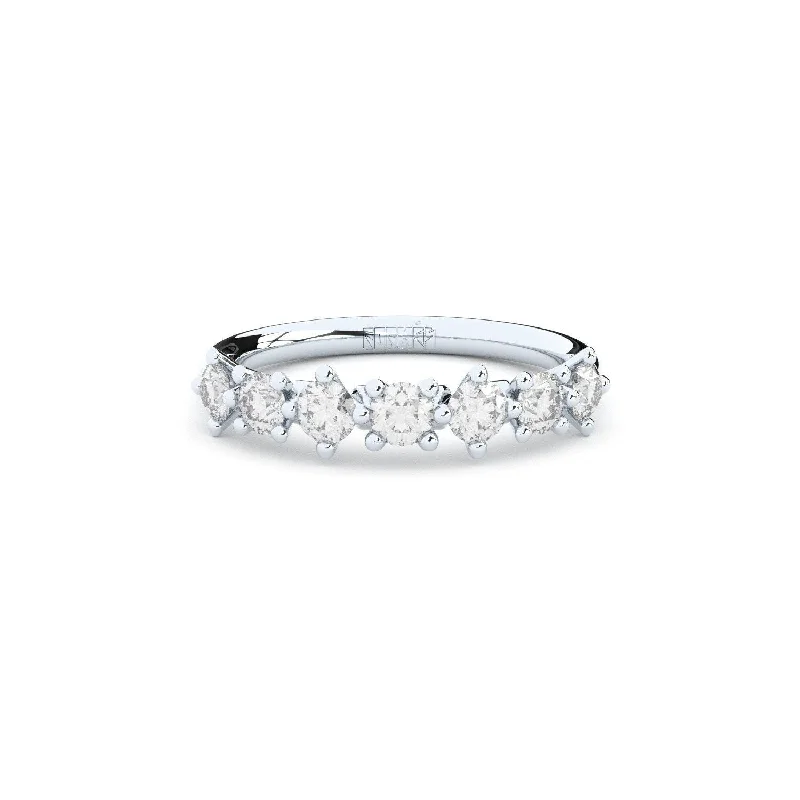 Silver Wedding Band for Women-Duo Half Eternity 14K Whitegold Ring w. Lab-Grown Diamonds