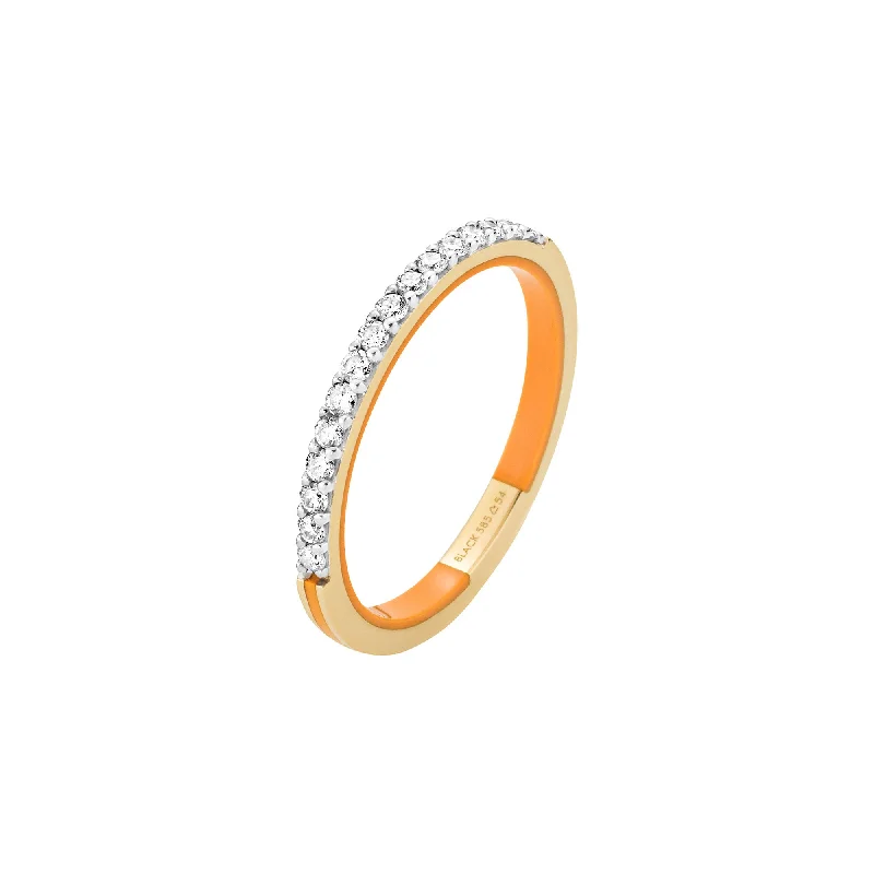 Men’s Gold Signet Ring-Sunset Boulevard Orange 14K Gold Ring w. Lab-Grown Diamonds