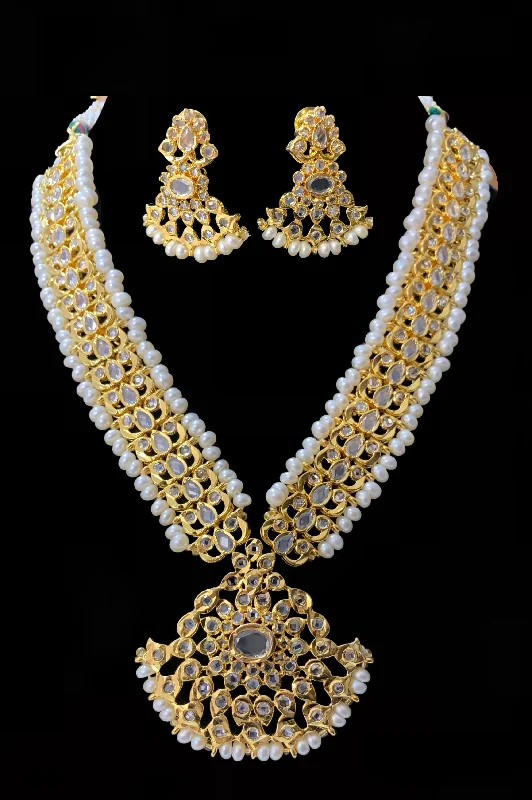 Wedding Necklace for Bride-NS109 Ujwala Hyderabadi freshwater pearl   necklace set with earrings (READY TO SHIP )