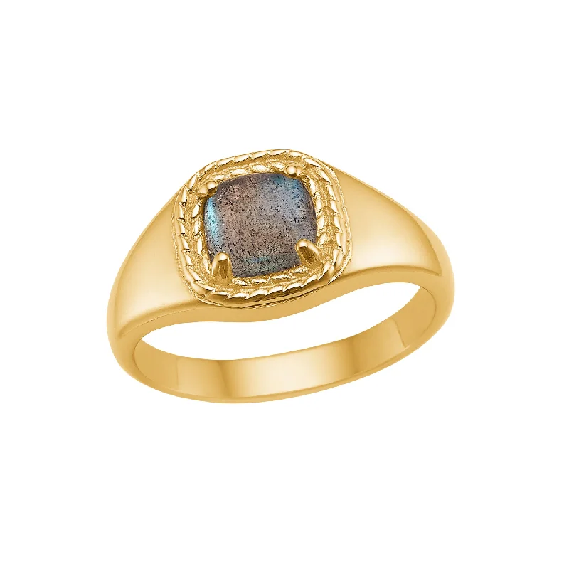 Unique Wedding Band-Mirage 18K Gold Plated Ring w. Laboradorite