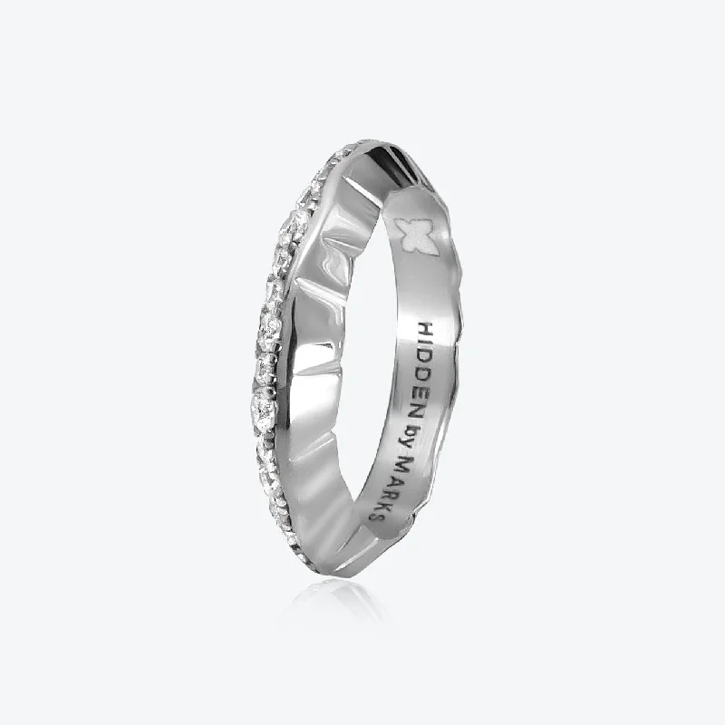 Promise Ring for Couple-A. Iceberg 18K White Gold Ring w. Lab-Grown Diamond Pavé