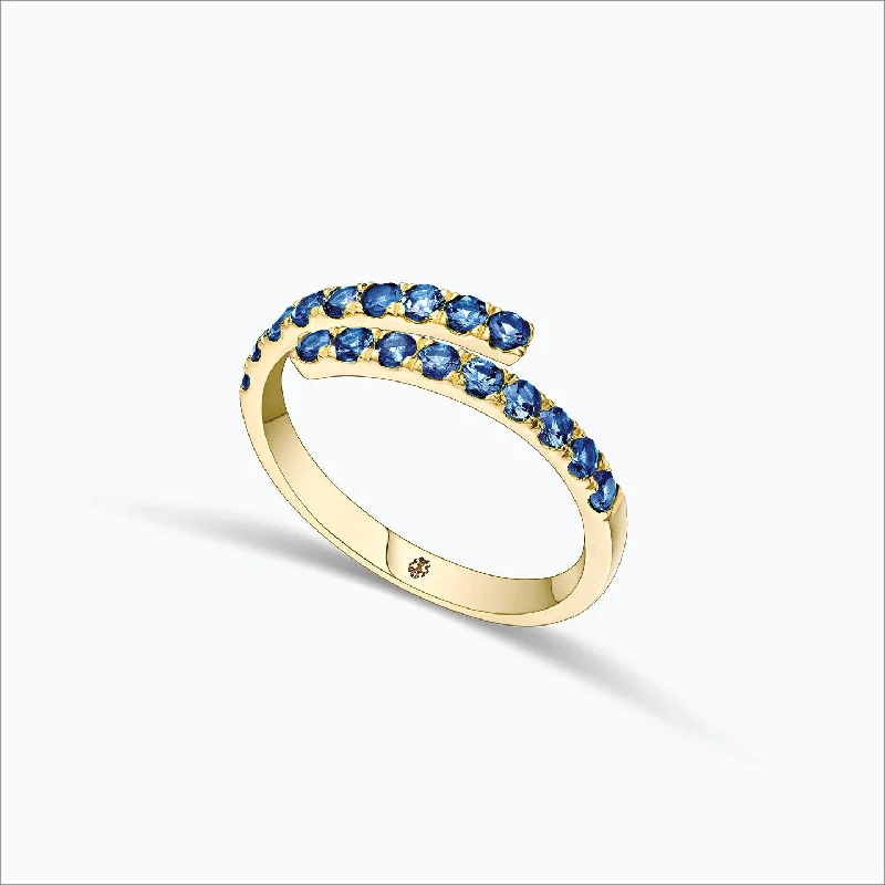 Blue Sapphire Engagement Ring-Initha 18K Gold Ring w. Blue Sapphire