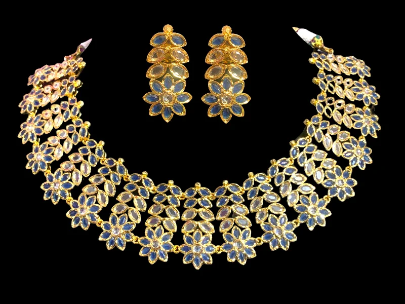 Silver Heart Necklace-NS371 MIZAN Hyderabadi gold plated necklace set ( READY TO SHIP )