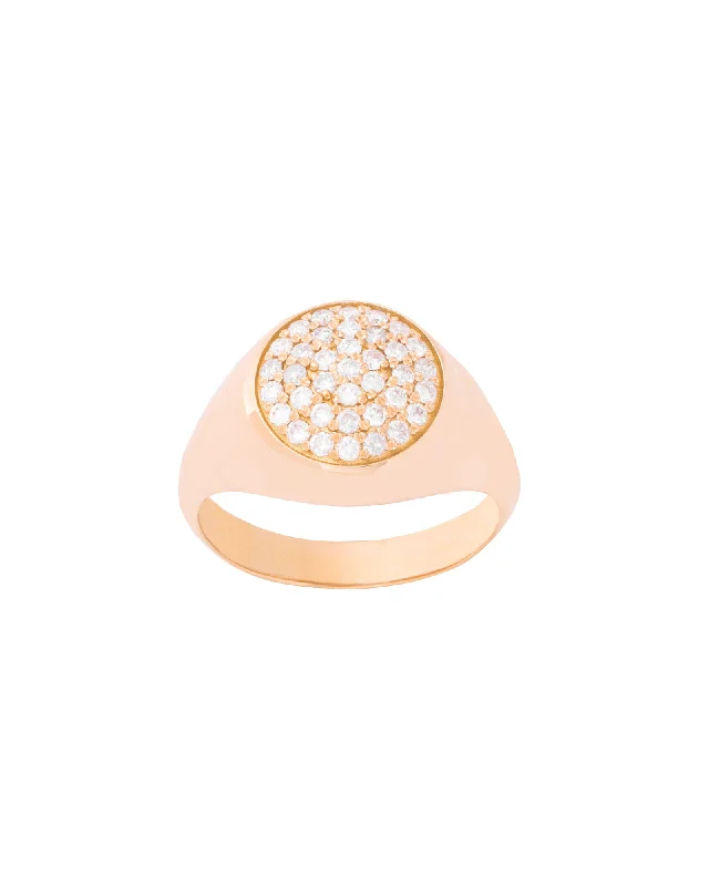 Custom Ring for Anniversary-Round Pinky 18K Gold, Whitegold or Rosegold Ring w. Diamonds