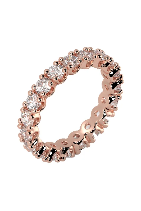 Unique Couples Rings-Eternity Band 0.10ct 18K Rose Gold Ring w. Lab-Grown Diamonds