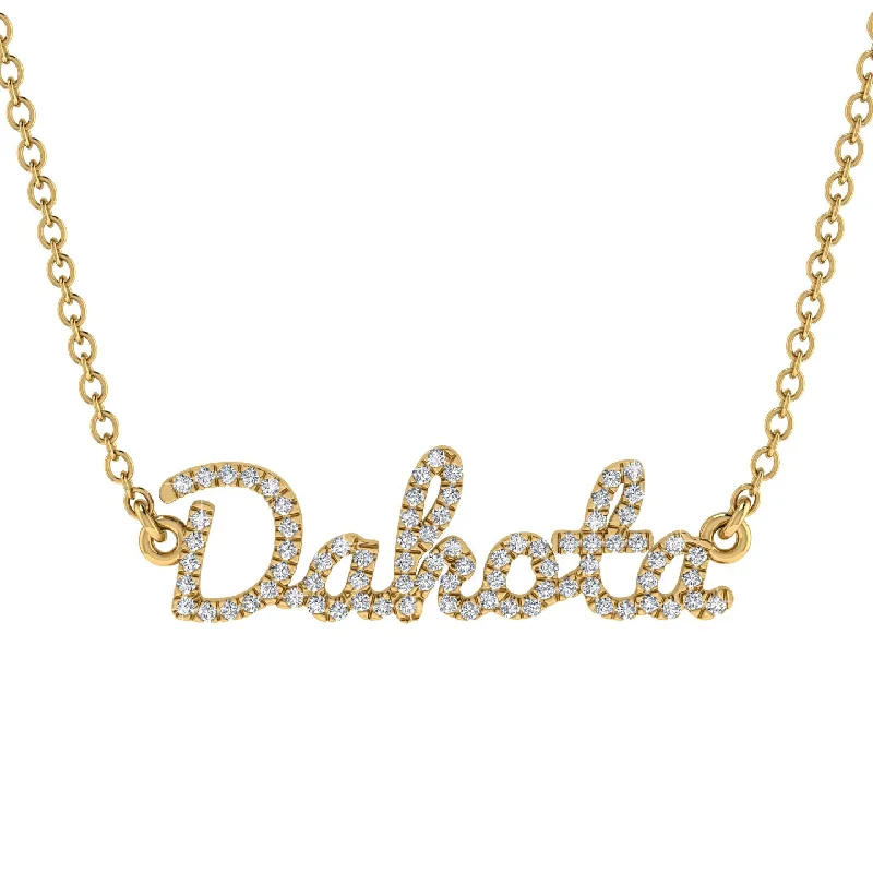 Modern Pendant Necklace-Diamond Gold Name Necklace - Dakota