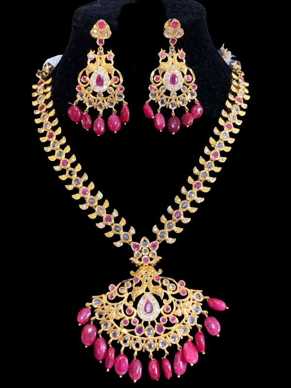 Heart Shaped Necklace-NS152 Palak  Ruby necklace set ( READY TO SHIP )