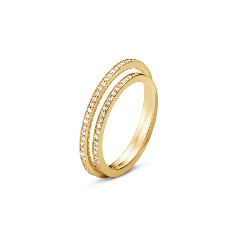 Boho Style Ring-Halo 18K Gold Ring w. Diamonds 0.39 ct