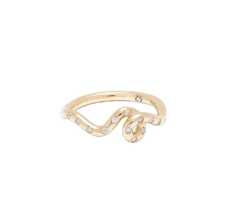 Sapphire and Diamond Ring-Mini Loop 9K Gold Ring w. Diamonds