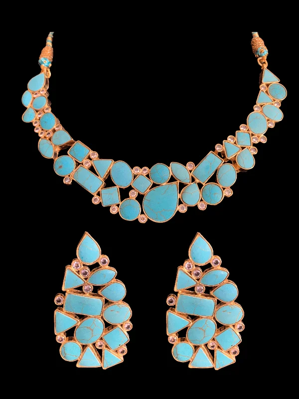 Luxury Pendant Necklace-NS190 Turquoise necklace set ( READY TO SHIP )